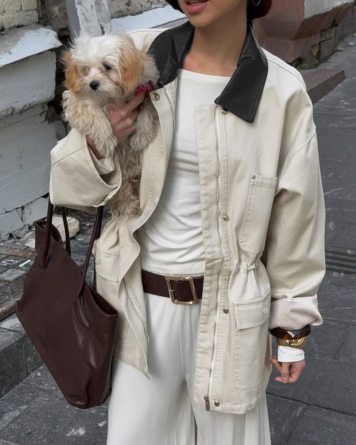 Therese oversized-jacka med dragsko