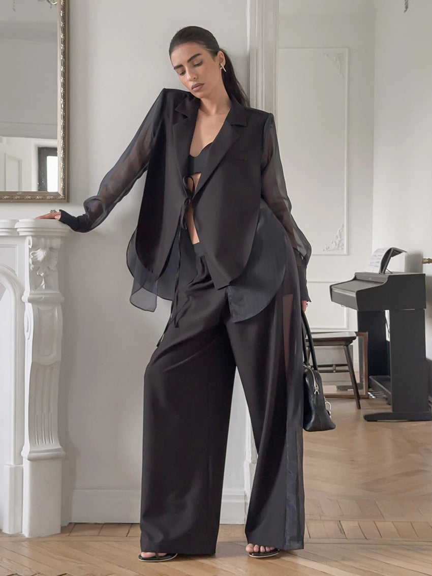 Greer blazerset med transparenta ärmar