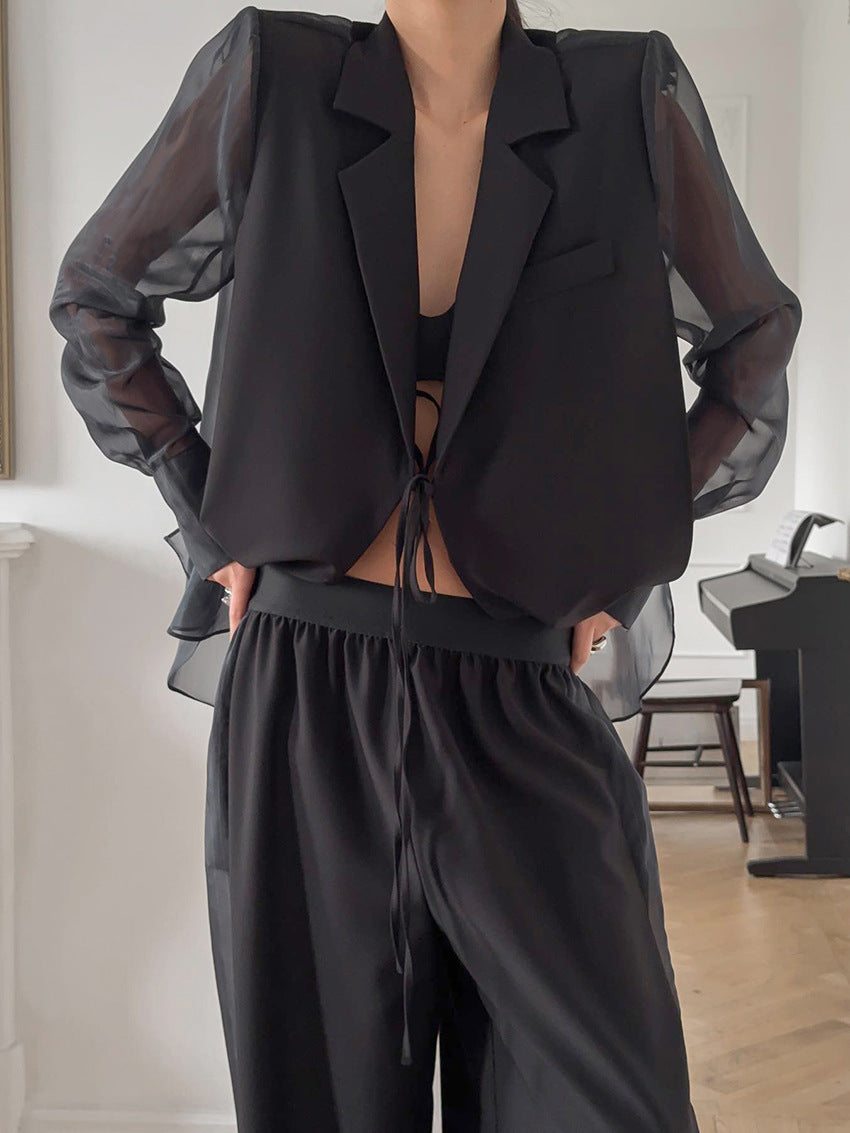 Greer blazerset med transparenta ärmar