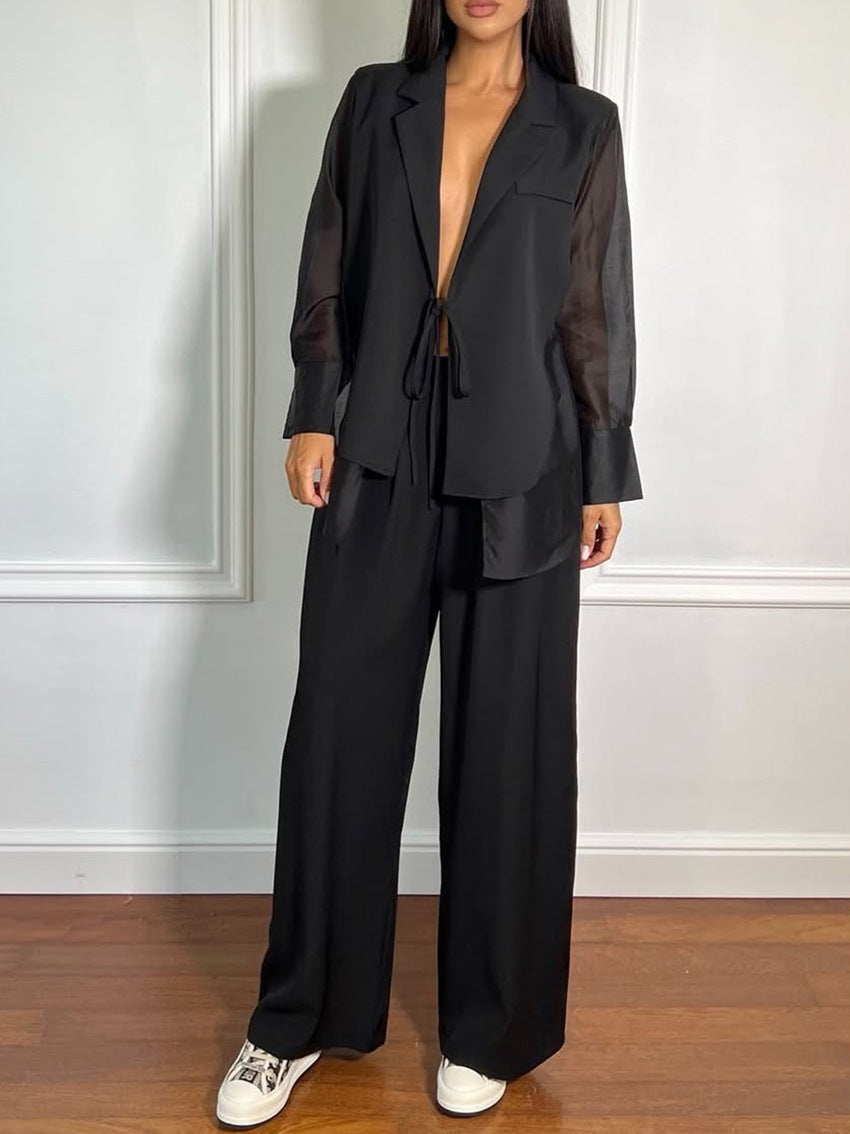 Greer blazerset med transparenta ärmar
