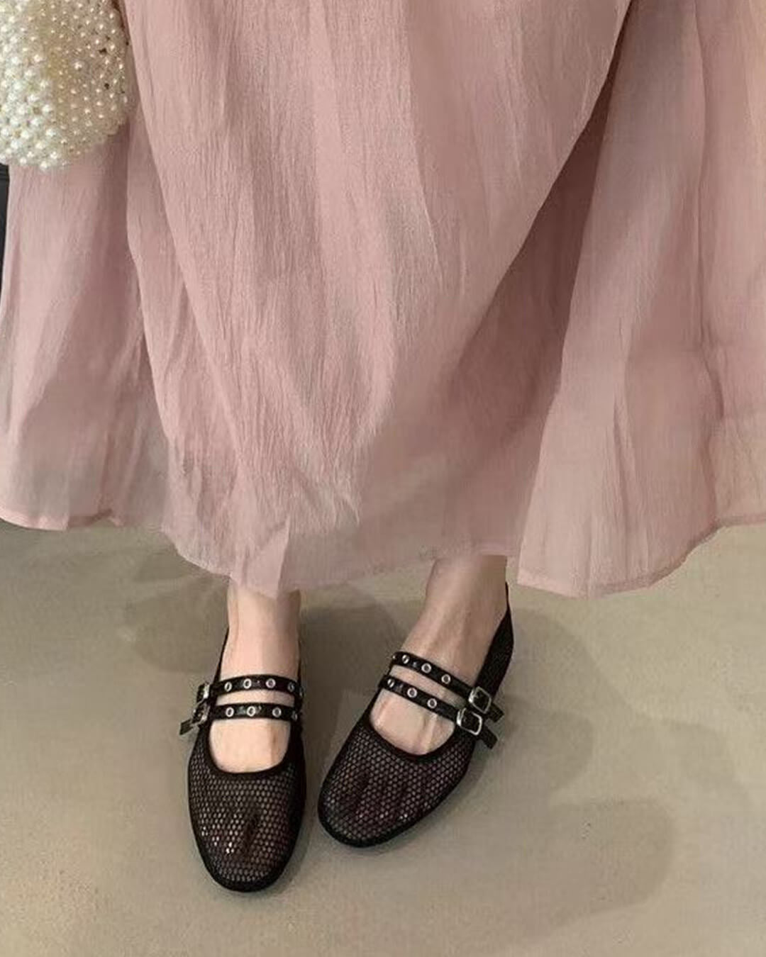 Valerie ballerinaskor i mesh med spänne