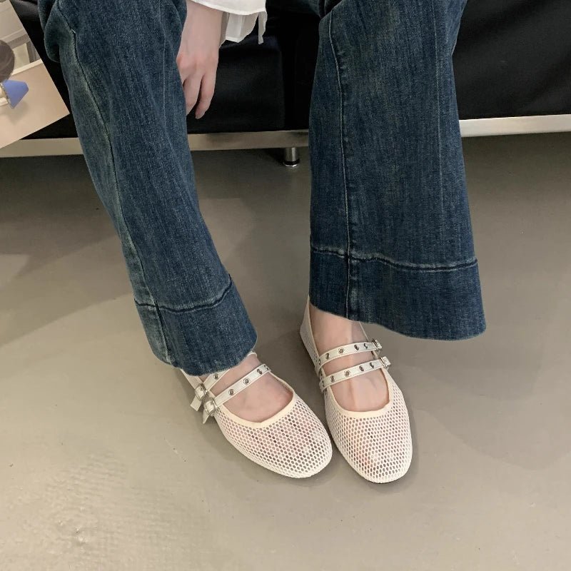Valerie ballerinaskor i mesh med spänne