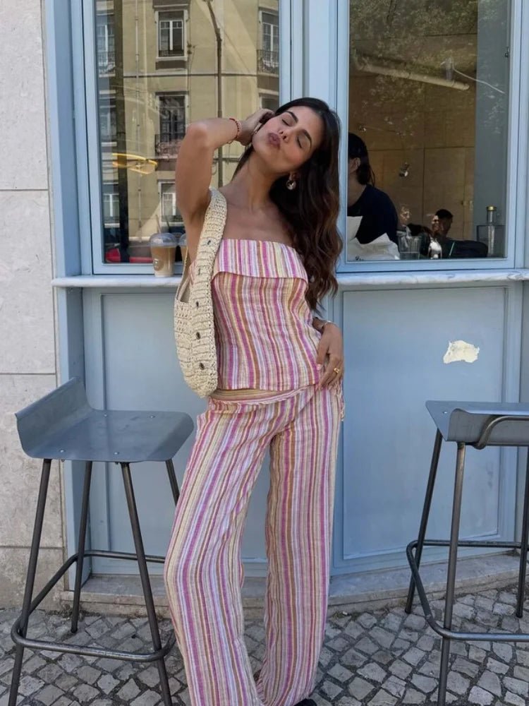 Valerie Low-Rise Striped Trousers