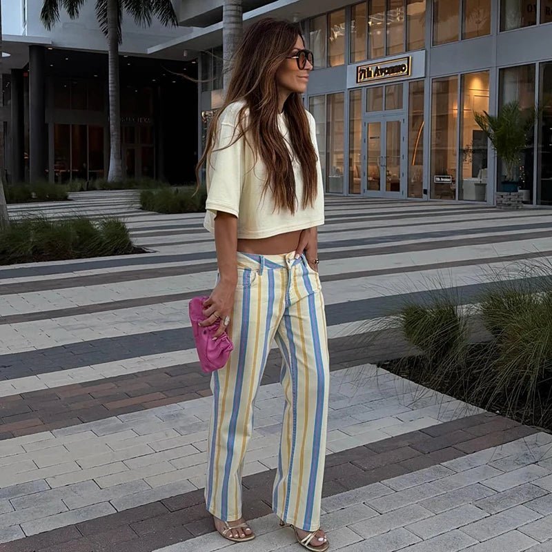 Valerie Low-Rise Striped Trousers
