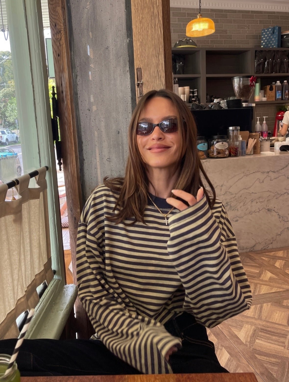 Vivien randig oversized stickad tröja
