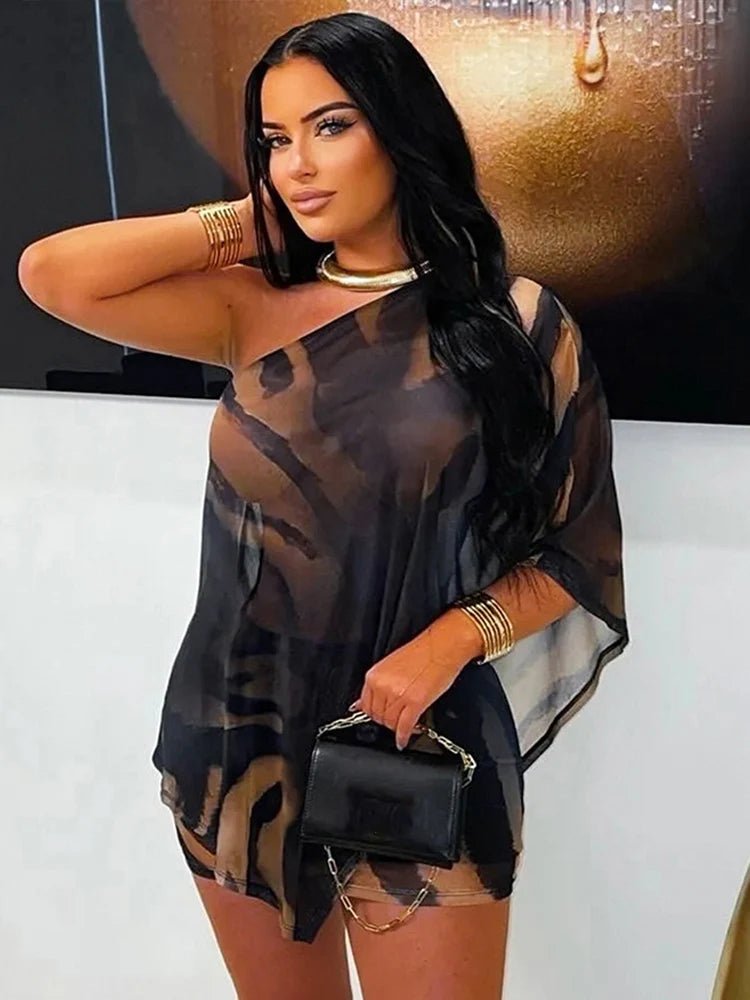 Zaida set med zebrarandig crop-topp och kjol